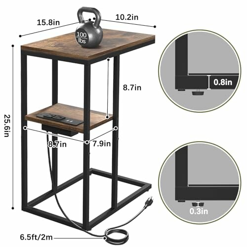 Adjustable standing desk with cable management and weight limit display.