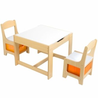 Romswi 3 in 1 Wooden Kids Table and Chair Set