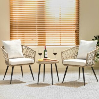 IDZO Heavy Duty Wicker Bistro Table and Chairs Set