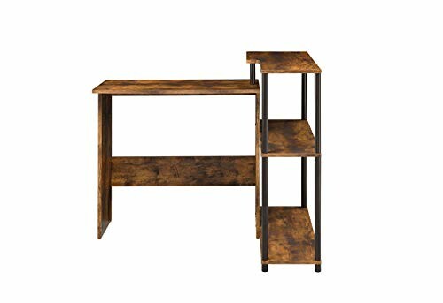 Rustic wooden desk with attached shelves