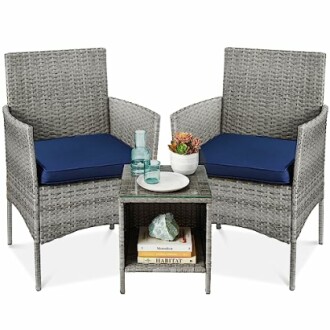 Best Choice Products 3-Piece Outdoor Wicker Conversation Bistro Set